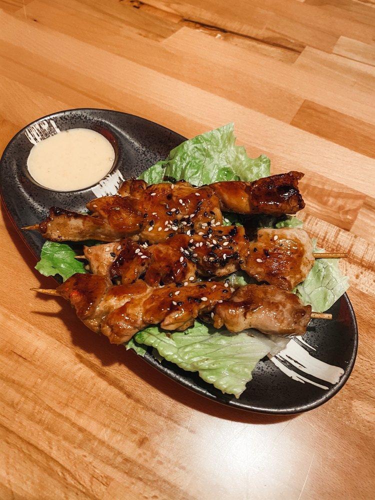 Yakitori · 3 teriyaki chicken skewers.