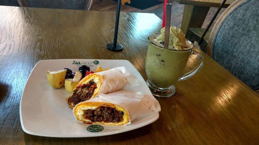Breakfast Wrap · A build-your-own breakfast wrap. Made fresh and comes with a side of fruits. (Banana, strawberry, grapes, and orange. ) Comes with 2 eggs, choice of meat, choice of veggies and cheddar cheese.