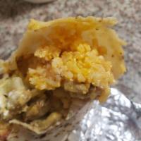 Surf and Turf Burrito · Carne asada, shrimp, guacamole, cheese, rice, pico de gallo, shredded cabbage and avocado cr...