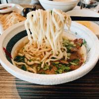 Lanzhou Noodle Soup · Beef shank, radish, scallion and cilantro.