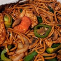Lo Mein · Served with choice of meat. Carrots, onions and beans sprouts in a light soy sauce.