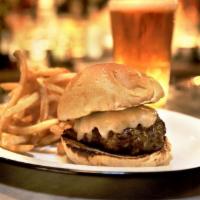 Hamburger Sandwich · Grass-fed beef served with french-fried potatoes and pickles. Add cheddar cheese and thick c...