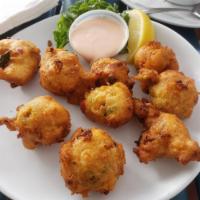 Conch Fritters · Homemade fritters served with bimini sauce.