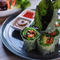 Fried Spring Rolls · Glass noodle, cabbage, carrot, shiitake mushroom and lime leaves. Vegetarian.