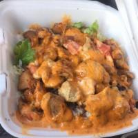 Chipotle Chicken Burrito · Grilled chicken breast, black beans, boiled rice, lettuce, cilantro, Monterey jack, tomato a...