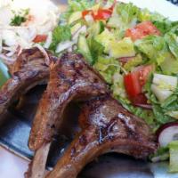 3 Piece Lamb Chops · 3 pieces charbroiled with pepper and tomato.