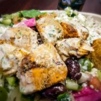 Chicken Kabob Bowl · Tender cubes of marinated chicken breast then charbroiled.