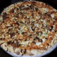 Buffalo Chicken Pizza · Chicken cutlet, mozzarella, celery and hot sauce.