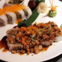 Kingster Roll · Baked California roll with crawfish masago, green onions.