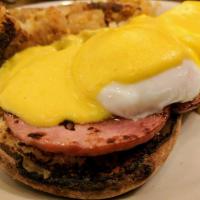 Eggs Benedict · 2 poached eggs on an English muffin with your choice of Canadian bacon or Nova Scotia lox an...
