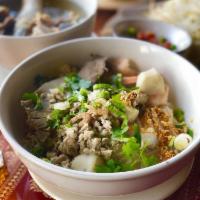 Phnom Penh Noodle · Ground pork, slide pork, fish ball, dried baby shrimp, bean sprout, green onion, cilantro an...