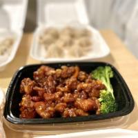 Orange Chicken · Crispy fried and sauteed in our mildly spicy orange sauce.