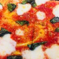 Margherita Pizza · Mozzarella and basil.
