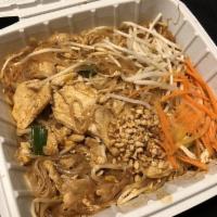 Pad Thai · The most famous Thai dish! Thai rice noodles stir-fried with bean sprouts, egg and onions in...