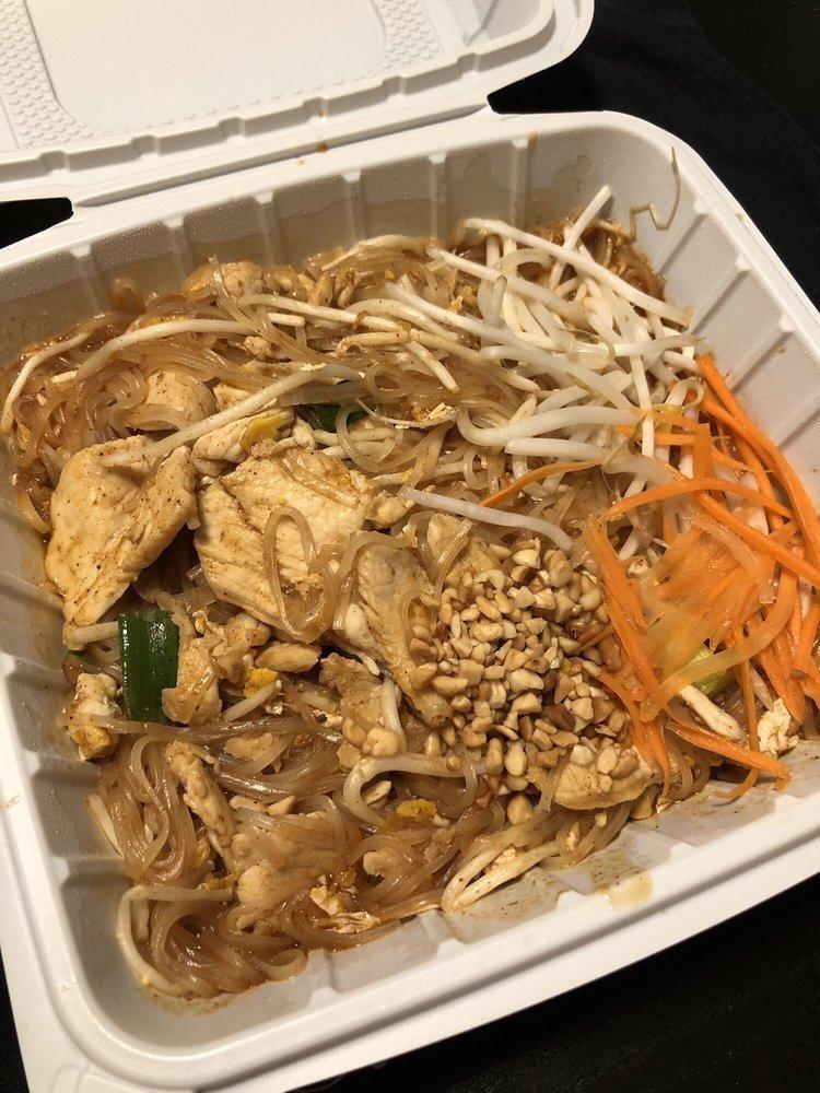 Pad Thai · The most famous Thai dish! Thai rice noodles stir-fried with bean sprouts, egg and onions in a tamarind sauce.