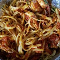 Shrimp Fra Diavolo Dinner · Over linguine. Served with choice of side, bread and butter.