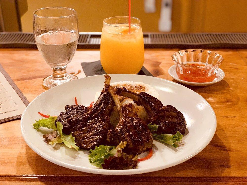 Grilled Lamb Chops · Marinated lamb chops, grilled and served with Jasmine rice and steam vegetables.