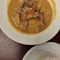 Massaman Curry · Potato, onion, peanuts, crispy fried onions and coconut milk.