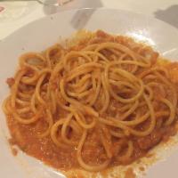 Spaghetti Bolognese · With veal meat sauce.
