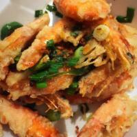 Salt and Pepper Shrimp · Crispy shrimps wok tossed with garlic, jalapenos, salt and pepper.
