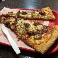 Meat Lover's Gourmet Pizza · Pepperoni, sausage, ham, salami, linguica, marinara sauce and mozzarella sauce. 