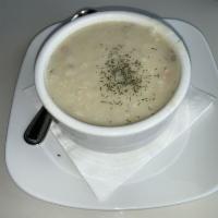 Lemon Chicken Soup · Our home-made avgolemono soup is cream-based and is cooked with lemon and chicken.