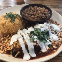 Chile Relleno Plate · Chille relleno stuffed with your choice of cheese, meat or beans smothered in red sauce. Ser...