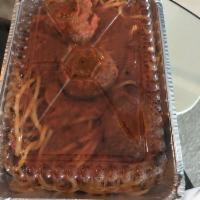 Spaghetti and Meatballs · Authentically Italian! Our rolled by hand specially seasoned meatballs and spaghetti.