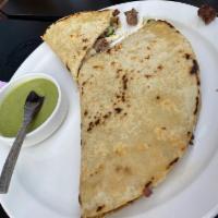 Quesadilla · Corn tortilla, epazote, Chihuahua & Oaxaca cheese
