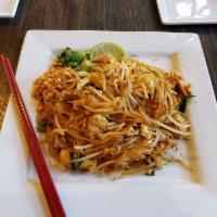 Pad Thai · Rice noodles with egg, bean sprout, green onion and crushed peanut.