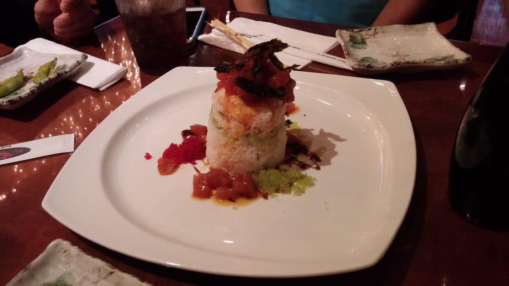 Ahi Tower · Spicy Tuna, Avocado, Crabmeat and Sushi rice