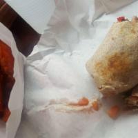 BBQ Chicken Wrap · Crispy chicken, BBQ, ranch, tomato, cheese blend, tortilla strips, and romaine.