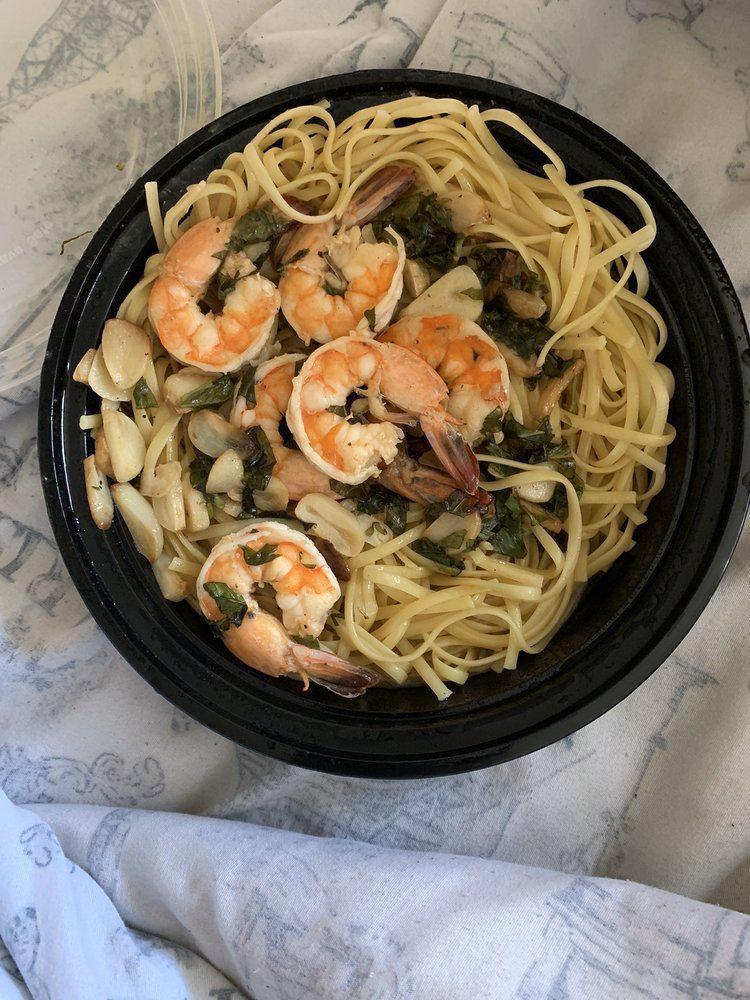 Shrimp Scampi · Jumbo shrimp sauteed in butter, lemon and wine sauce. Served with your choice of side, Pasta or Salad and Bread.