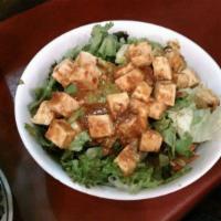 Organic Sweet Garlic Tofu Rice Bowl · Locally made organic tofu baked in our fresh ginger, green onion and sweet chili sauce serve...