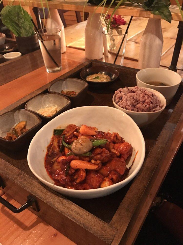 Spicy Squid and Pork Belly · Juicy pork belly and squid stir-fried with mushrooms in sweet and spicy Gochujang sauce. Spicy.