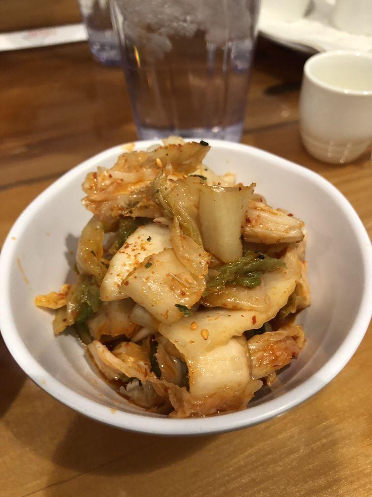 Kimchi · A spicy pickled napa cabbage side dish.
