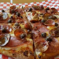 Meat Lovers' Pizza · Vine-ripened tomato sauce, Canadian bacon, salami, pepperoni, spicy Italian sausage, bacon a...