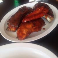 Combo Plate Dinner · 1 beef rib , ¼ baby back ribs , 1 beef hot link, 1 piece of your choice of meat. Served with...
