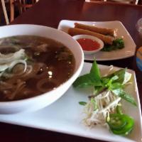 2 Pieces Viet Egg Rolls - Cha Gio · Pork, shrimp, bean thread noodle, mushroom rolled in egg roll wrapper fried to golden brown ...