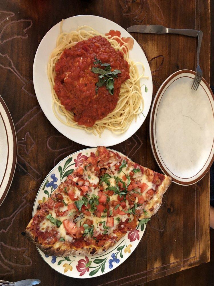 Spaghetti · Comes with marinara sauce. Includes garlic bread and our organic mixed green salad.