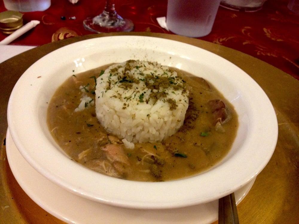 Smoked Chicken & Sausage Gumbo · Traditional brown gumbo made with a real roux and served with white rice.