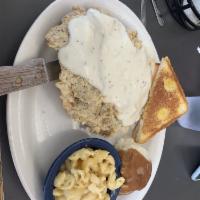 Chicken Fried Steak · Hand tenderized, hand breaded and fried to order with homemade cream gravy and Texas toast.