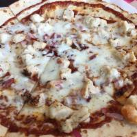 BBQ Chicken · Grilled chicken, mozzarella cheese, BBQ sauce, fresh red onions served hot on a delicious Me...