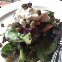 Roasted Beet Salad · Red and golden beets, mesclun greens, pistachio vinaigrette and goat cheese. Gluten free and...
