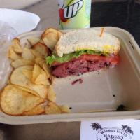Pastrami Sandwich · Made with lettuce, tomato, red onion, mayo and mustard. Served on your choice of bread with ...