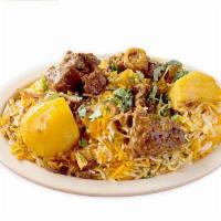 Mutton Biryani · Basmati rice mixed with our special spices and goat.