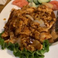 Gregarious Lemongrass Chicken · White meat chicken sauteed with lemongrass, garlic onion, spicy chili served with steamed ri...