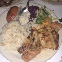 Chicken Mixed Grill · A fiesta of chicken adana, chicken kabob and grilled chicken chops. Served with rice and veg...