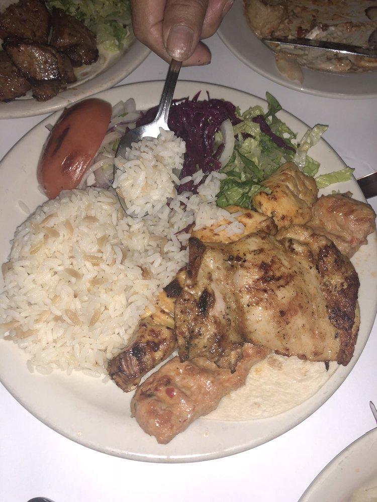 Chicken Mixed Grill · A fiesta of chicken adana, chicken kabob and grilled chicken chops. Served with rice and vegetables.