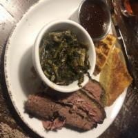 Sliced Brisket · Texas inspired prime black Angus smoked brisket choice of lean, fatty or mixed.